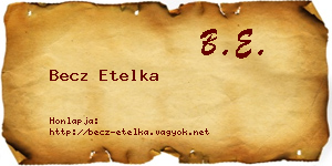 Becz Etelka névjegykártya